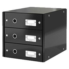 Leitz - Commode Click Store WOW 3 tiroirs en carton recyclé noir