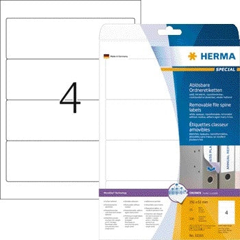 HERMA - Contre-étiquette 10165 large 61x192mm amovible blanc