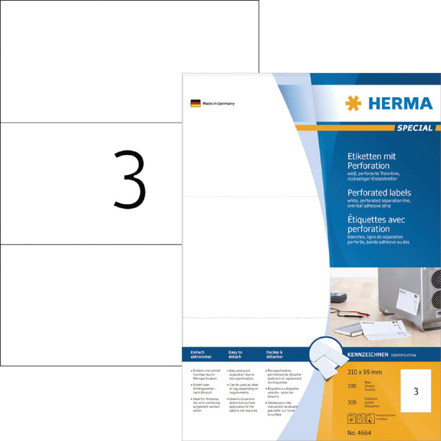 Herma - Herma 4664 210x99mm Étiquette perforée 300e