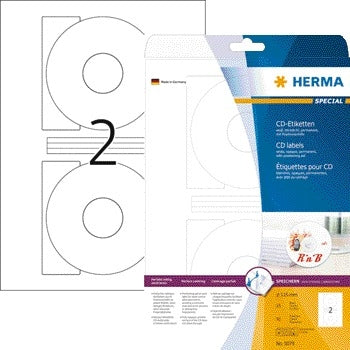 HERMA - Etiquette 5079 CD 116mm blanc opaqua 50 pièces