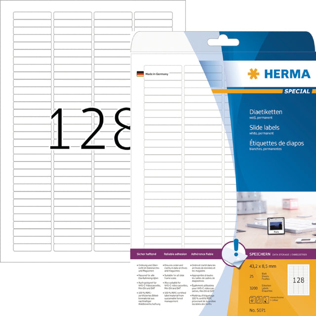 Herma - Herma 5071 43.2x8,5 mm de dia blanc 3200 pièces | 32 pièces