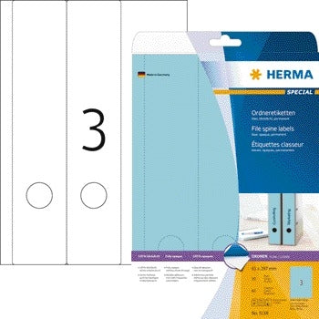 HERMA -  Rugetiket  5138 breed/lang 61x297mm zkl blauw | 32 stuks