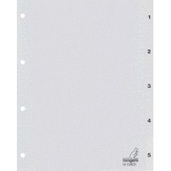 Kangaro - Languettes 4 trous G405C 1-5 numérotées gris PP | 25 pièces