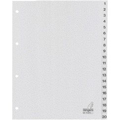 Kangaro - Languettes 4 trous G420C 1-20 numérotées gris PP | 25 pièces