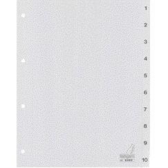 Kangaro - Languettes 4 trous G410C 1-10 numérotées gris PP | 25 pièces
