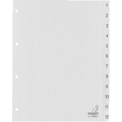 Kangaro - Languettes 4 trous G412C 1-12 numérotées gris PP | 25 pièces