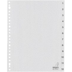 Kangaro - Onglets 23 trous G412CM 1-12 numérotés gris PP