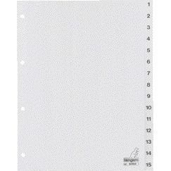 Kangaro - Languettes 4 trous G415C 1-15 numérotées gris PP | 20 pièces