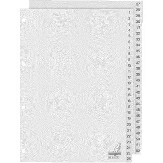 Kangaro - Languettes 4 trous G452C 1-52 numérotées gris PP | 10 pièces