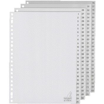 Kangaro - Languettes 23 trous G4100CM 1-100 gris PP numéroté | 5 pièces