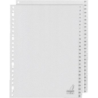 Kangaro - Tabs 23-Loch G452CM 1-52 nummeriert grau PP | 10 Stück