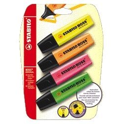 STABILO - Textmarker BOSS Original 70/4 sortierter Blister mit 4 Stück