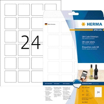 HERMA -  Etiket  9642 40x40mm qr-code wit 600st