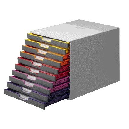 Durable - Caisson à tiroirs Varicolor 10 tiroirs gris