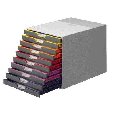 Durable - Caisson à tiroirs Varicolor 10 tiroirs gris