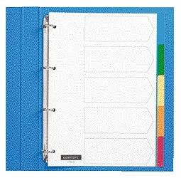 Quantore - Onglets 4 trous Onglets assortis 5 pièces PP | 25 pièces