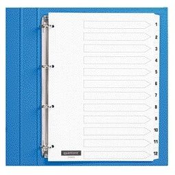 Quantore - Onglets 4 trous 1-12 carton blanc numérotés