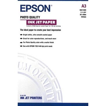 Epson -  Photo Quality Ink Jet Paper, DIN A3, 104g/m², 100 Vel