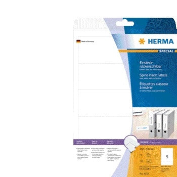 HERMA - Carte à insérer au dos 5032 large 54x190mm blanc 25 feuilles