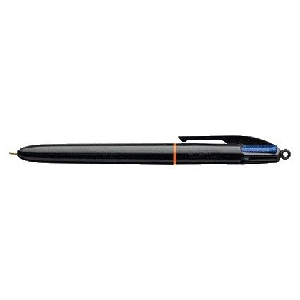 Bic - Stylo bille 4 couleurs Pro avec anneau moyen noir | 12 pièces