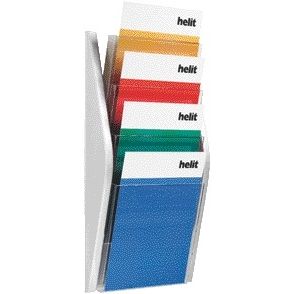 Helit - Porte-brochures mural 4x A4 argent