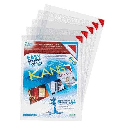 Tarifold - Pochette de présentation Djois Kang easy clic A4 repositionnable autocollante 5 pièces