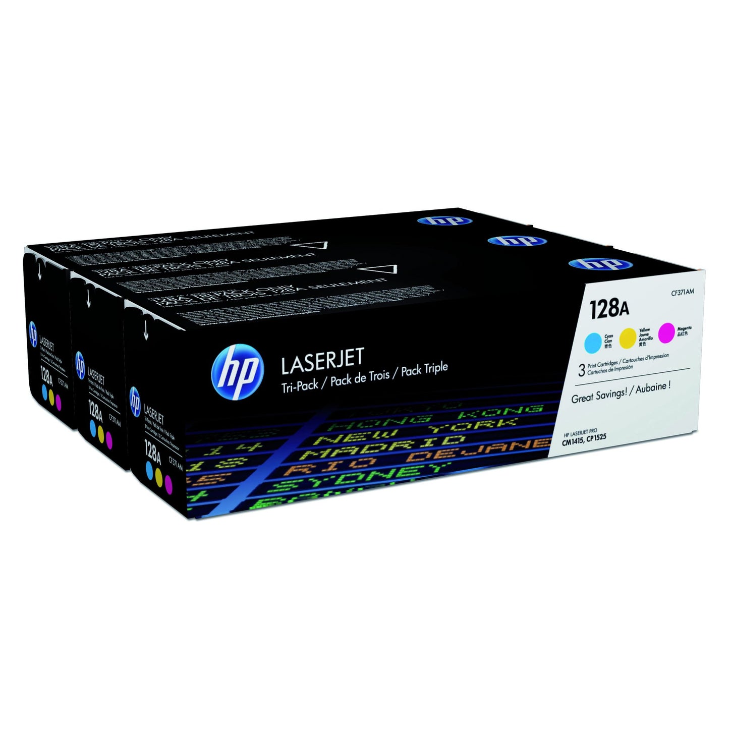 HP -  128A originele cyaan/magenta/gele LaserJet tonercartridge, 3-pack