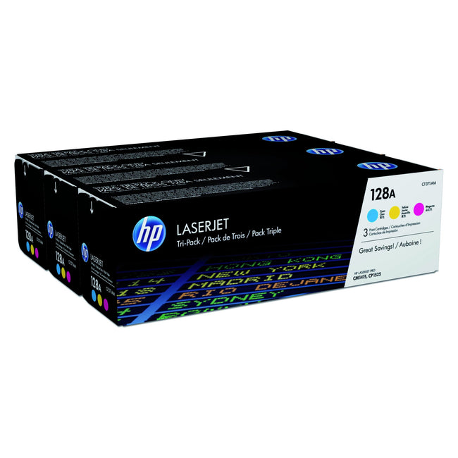 HP -  128A originele cyaan/magenta/gele LaserJet tonercartridge, 3-pack