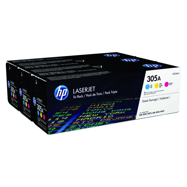 HP - Cartouche toner cf370am 305a 3 couleurs