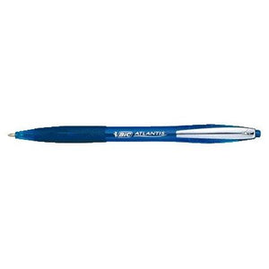 Bic - Stylo bille Atlantis clip métal souple clic moyen bleu | 12 pièces