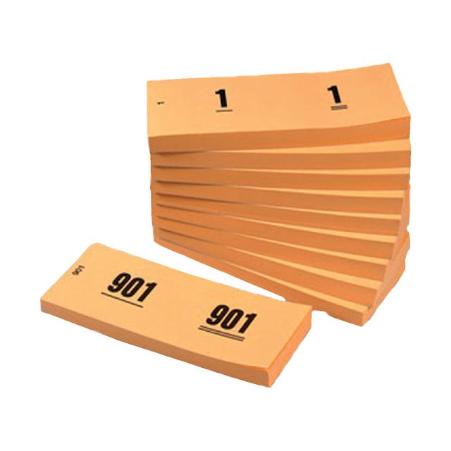 Numéro Bloc 42x105 mm Numéro de 1-1000 Orange 10 pièces