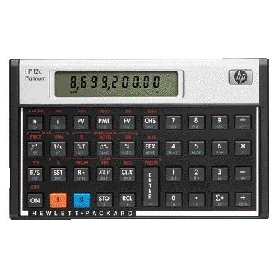 HP -  12c calculator Desktop Financiële rekenmachine Aluminium, Zwart