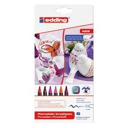 Edding - Brushpen 4200 porcelaine couleurs chaudes assortiment coffret de 6 pièces