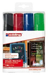 Edding - Marqueur craie 4090 diagonale fenêtre 4-15mm assorti étui de 4 pièces