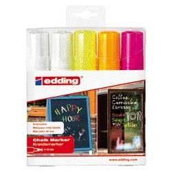 Edding - Marqueur craie 4090 diagonale fenêtre 4-15mm assorti étui de 5 pièces