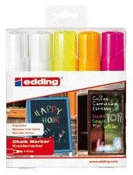 Edding - Marqueur craie 4090 diagonale fenêtre 4-15mm assorti étui de 5 pièces