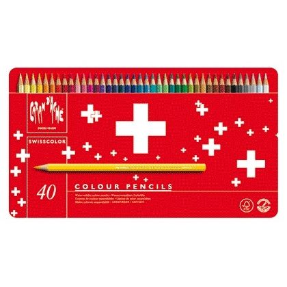 Caran d'ache - Crayons de couleur Swisscolor aquarelle 40 pièces assorties