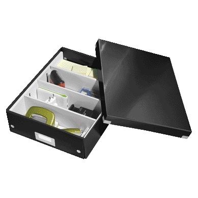 Leitz - Aufbewahrungsbox Wow Click Store Organizer 280x100x370mm medium recycelter Karton schwarz