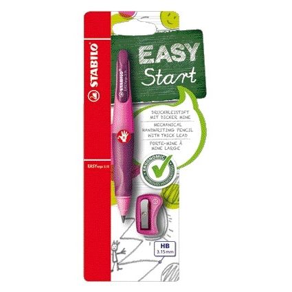 Stabilo - Porte-mine Easyergo HB 3,15mm droitier rose/lilas avec taille-crayon blister de 1 pièce | 5 pièces