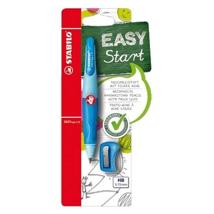 Stabilo - Porte-mine Easyergo HB 3,15mm droite bleu/bleu foncé avec taille-crayon blister de 1 pièce | 5 pièces
