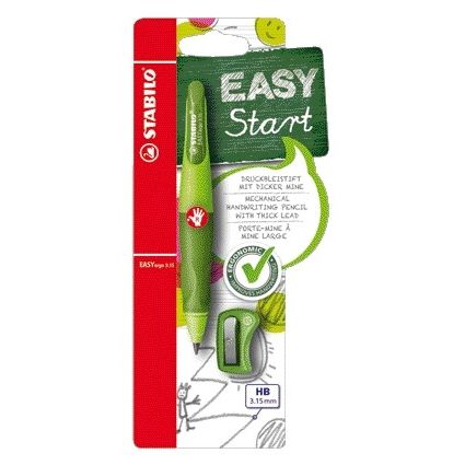 Stabilo -  Vulpotlood Easyergo HB 3.15mm rechts groen/donkergroen incl puntenslijper blister à 1 stuk | 5 stuks