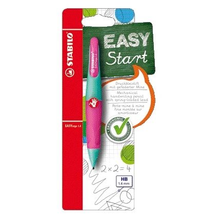 Stabilo - Porte-mine Easyergo HB 1,4mm droitier turquoise/rose fluo blister de 1 pièce | 5 pièces