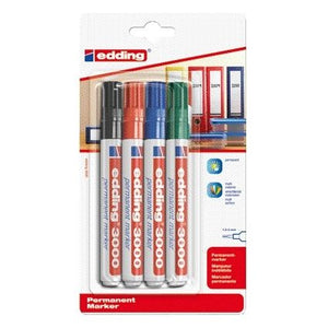 Edding -  Viltstift  3000 rond 1.5-3mm blist4 assorti | 10 stuks