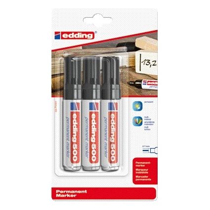 Edding - Feutre 500 diagonale 2-7mm noir blister de 3 pièces