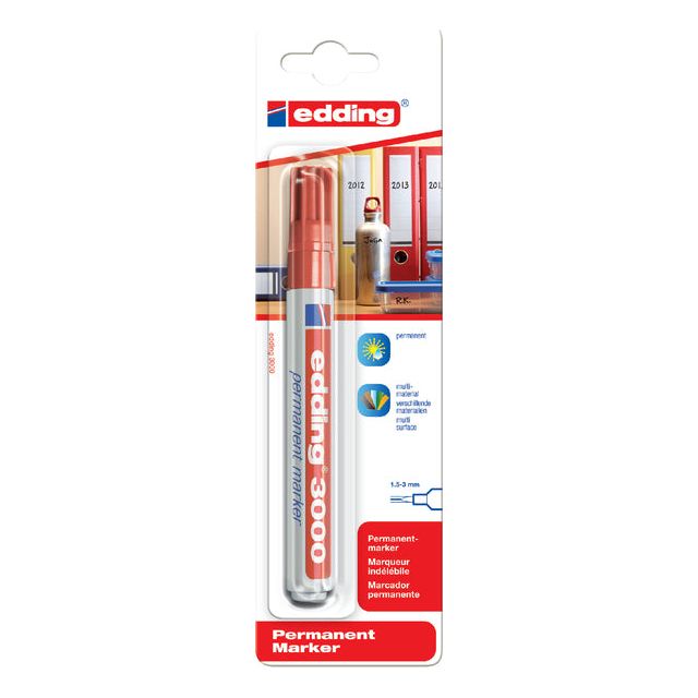 Edding - Permanent Marker 3000 rot, auf Blister