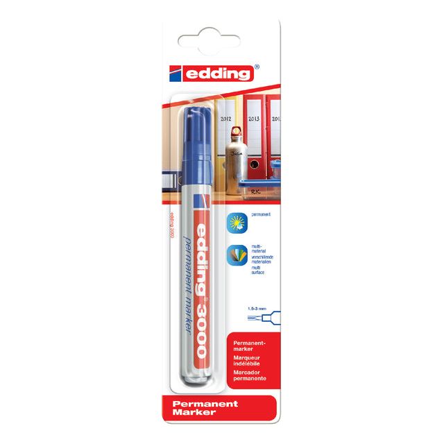 Edding - Felt -Tip Edding 3000 autour de 1,5 à 3 mm bleu