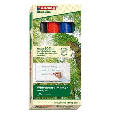 Edding EcoLine -  Whiteboardmarker edding 28 EcoLine rond 1.5-3mm assorti set à 4 stuks