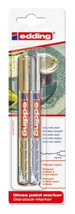 Edding – Ölbasierter Paintmarker 780 0,8 mm Gold und Silber, Blisterpackung mit 2 Stück