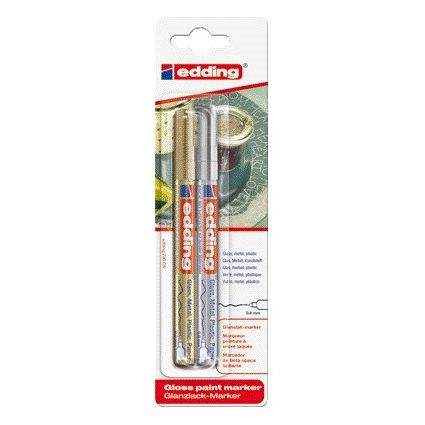 Edding - Marqueur à base d'huile 780 0,8 mm or et argent blister de 2 pcs | 10 pièces