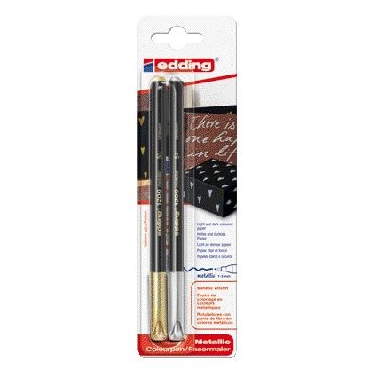 Edding - Fineliner 1200 053-054 Feinsilber und Gold Blister à 2 Stück